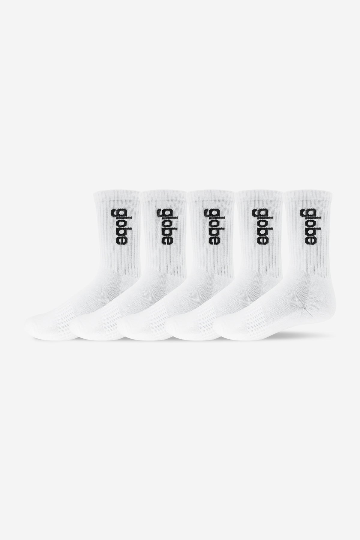 globe-o-g-vert-logo-hi-sock-5-pack-white-crew-socken-mit-arch-support image 1