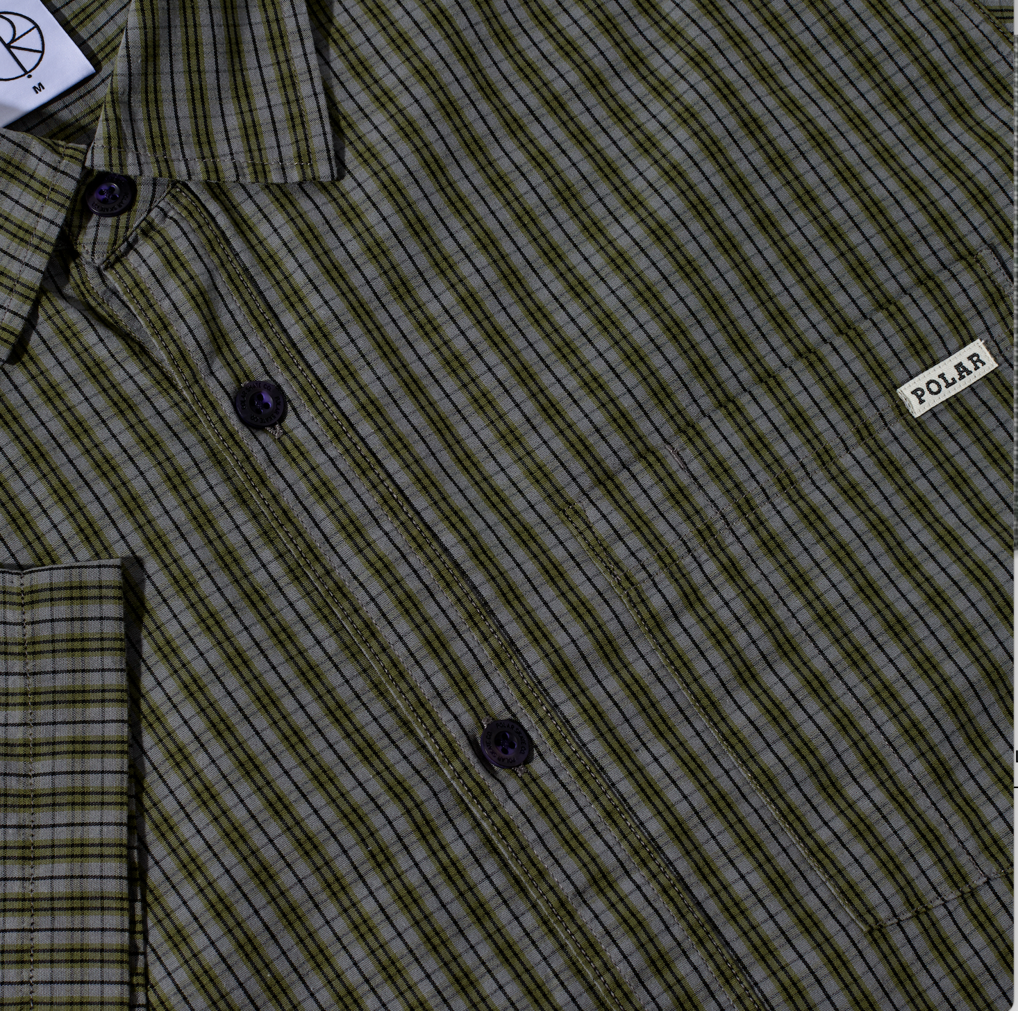 polar-skate-co-mitchell-shirt-black-green-poplin-150-gsm-loose-fit image 3