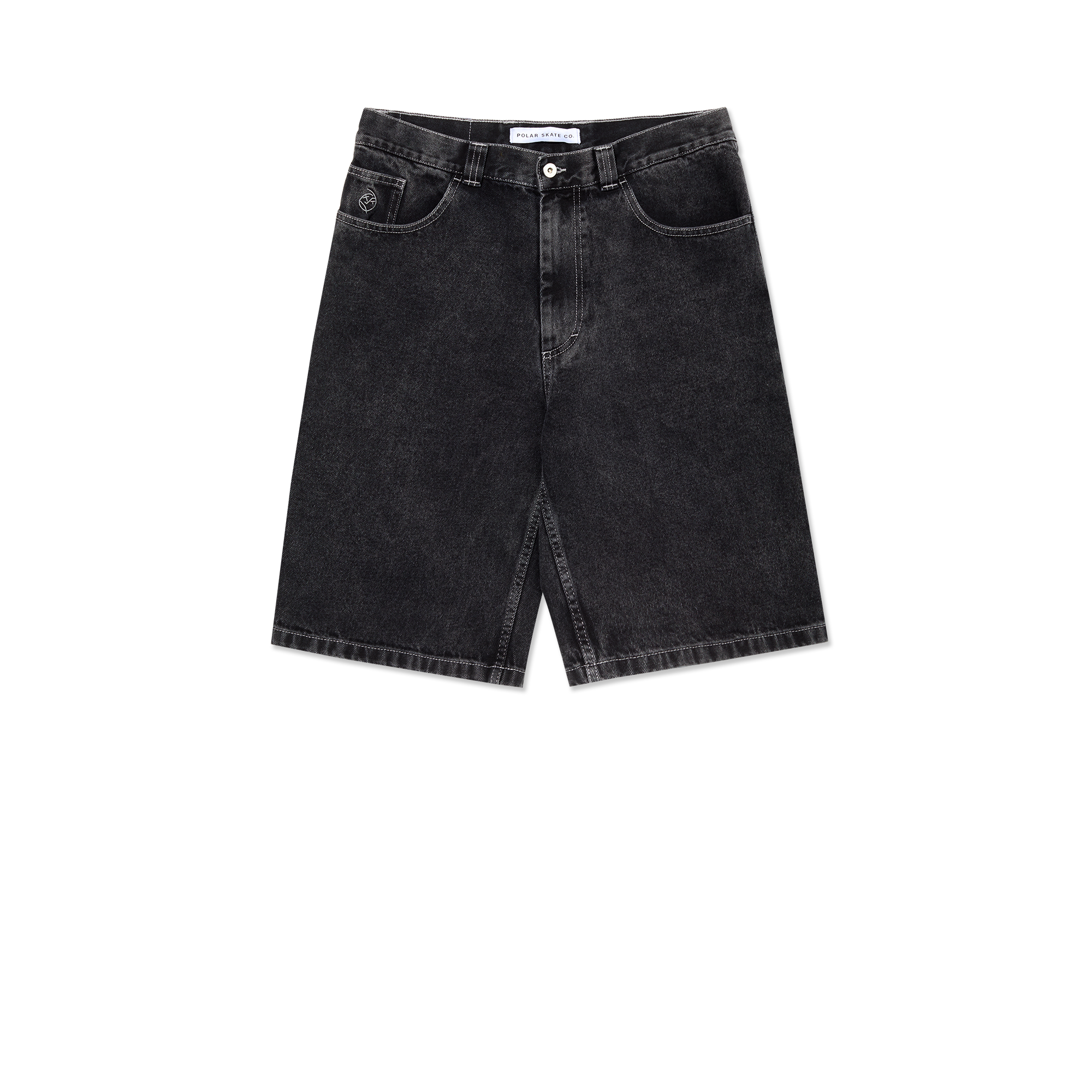 polar-skate-co-big-boy-shorts-silver-black-100-baumwoll-denim-high-waist-baggy-f image 1
