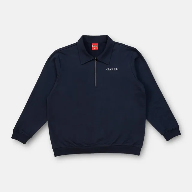 baker-skateboards-half-smart-quarter-zip-navy-sweatshirt image 1