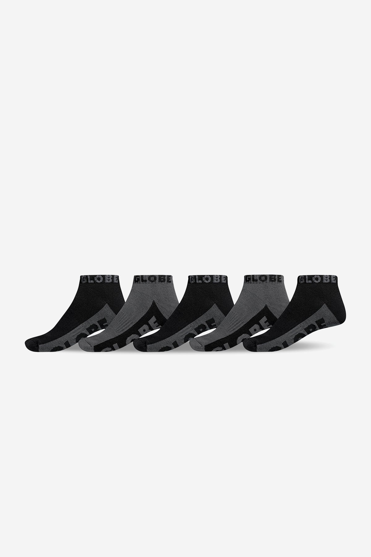 globe-b-g-ankle-sock-5-pack-black-grey image 1