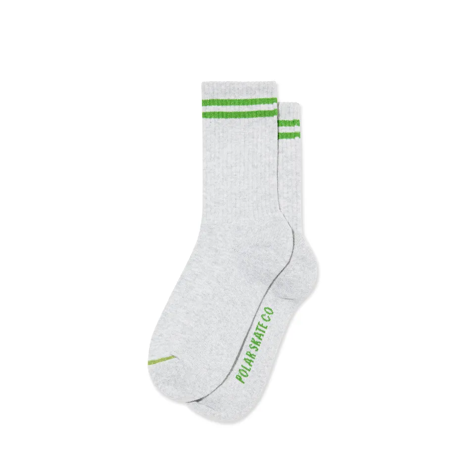polar-skate-co-rib-socks-2-stripes-heather-grey-green-crew-socken image 1