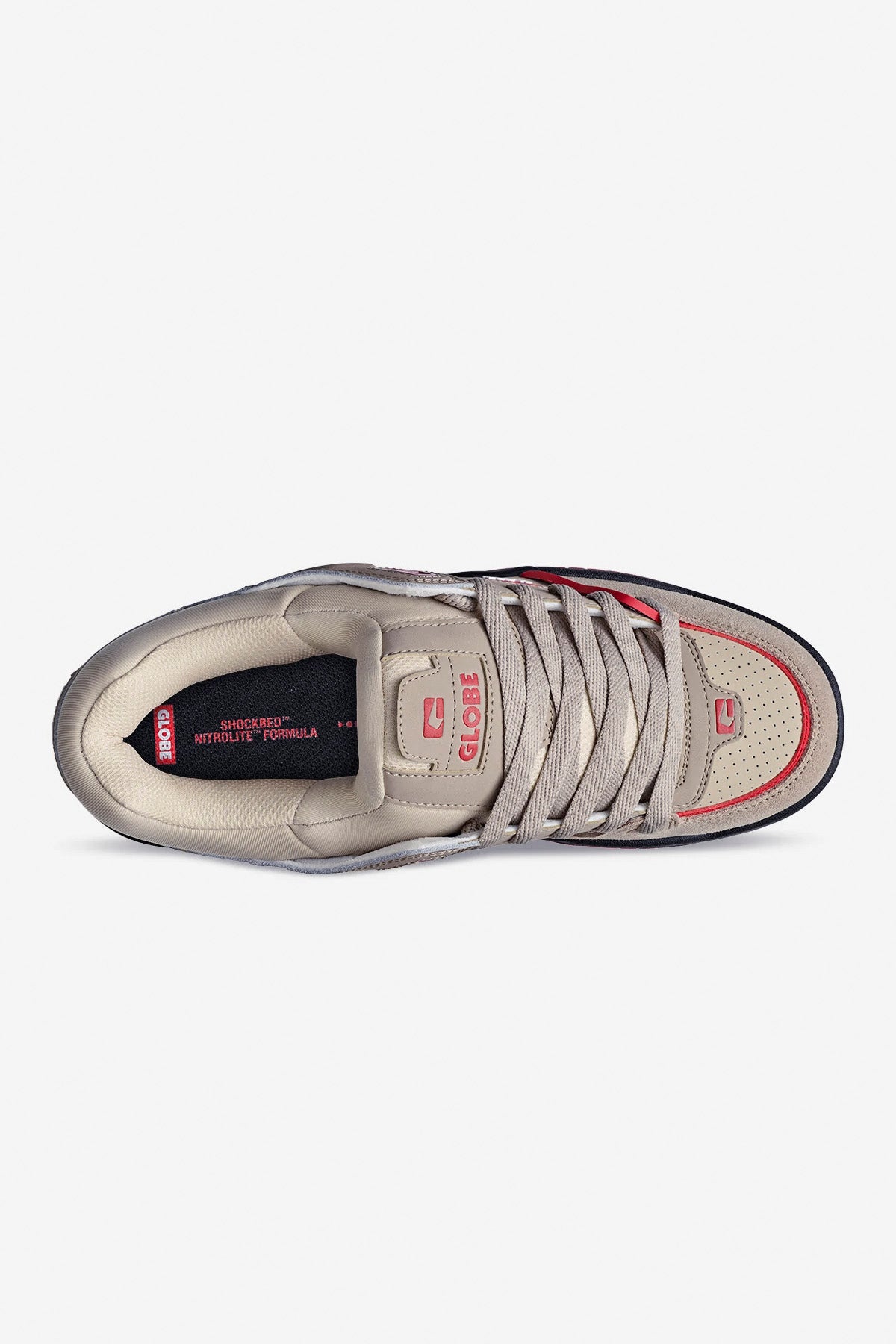 globe-fusion-skate-shoes-khaki-red-shockbed-comfort-plus-nitrolite image 4