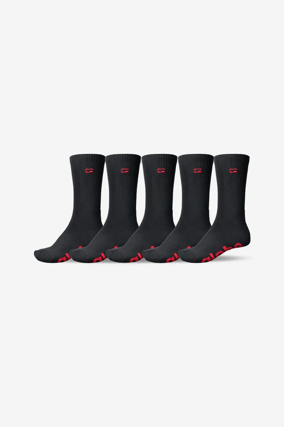 globe-og-logo-hi-crew-sock-5-pack-black image 1