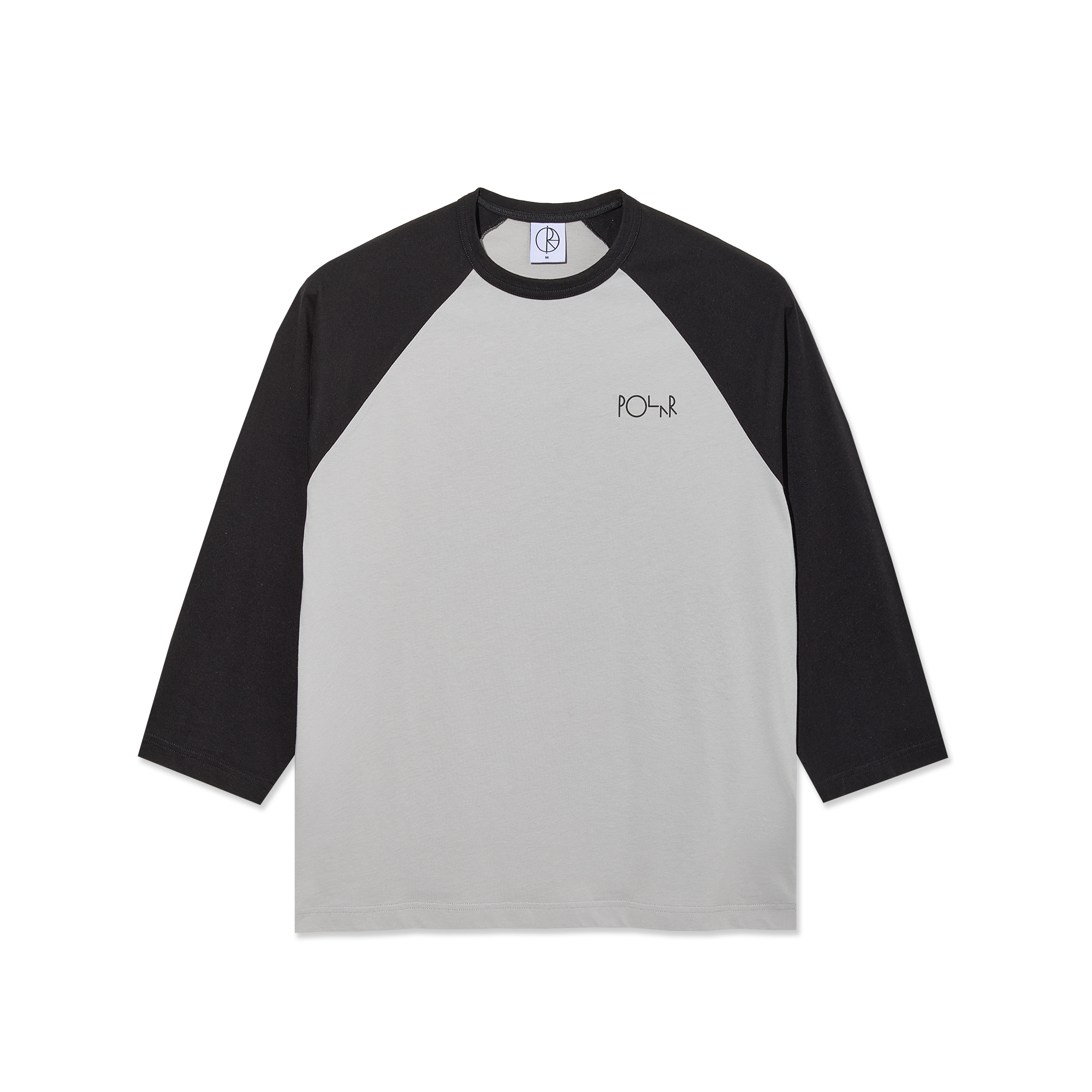 polar-skate-co-3-4-sleeve-tee-black-silver-160-gsm-raglan-shirt-mit-stroke-logo image 1