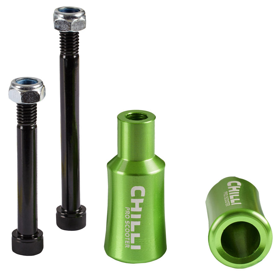chilli-pro-scooter-peg-barrel-green-inkl-front-und-rear-wheel-axis image 1