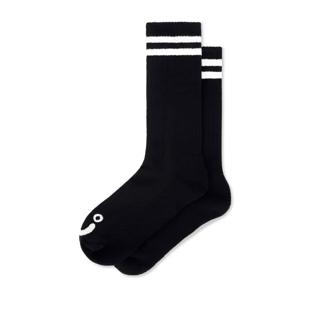 polar-skate-co-rib-socks-long-happy-sad-socken-in-black-white-over-the-calf image 1