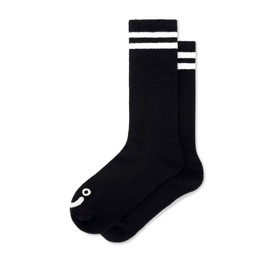 polar-skate-co-rib-socks-long-happy-sad-socken-in-black-white-over-the-calf image 1