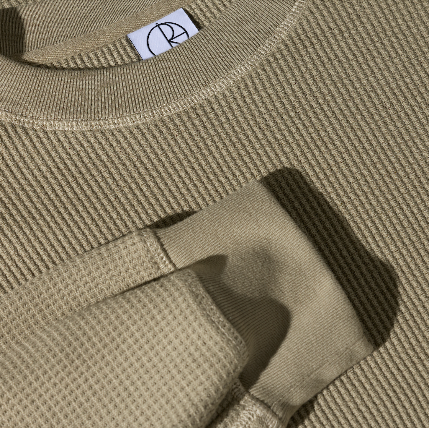 polar-skate-co-dylan-ls-tee-khaki-green-taupe-waffle-longsleeve image 3